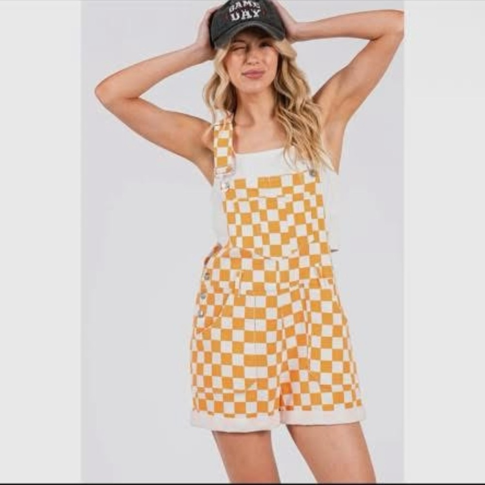 Orange Checkered Overalls